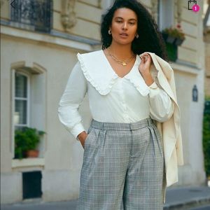 Ruffle color pleated blouse